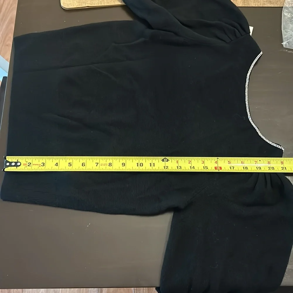 Kate Spade Black Rhinestone Edged Boatneck Sweater